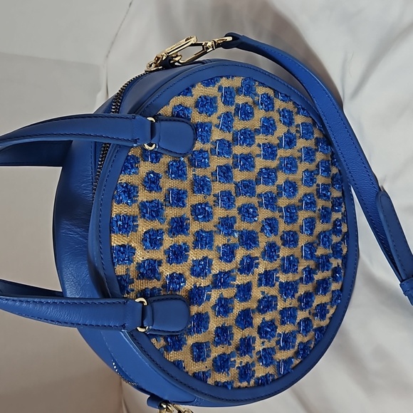 TALBOTS RAFFIA HANDBAG IN BLUE - Picture 3 of 8